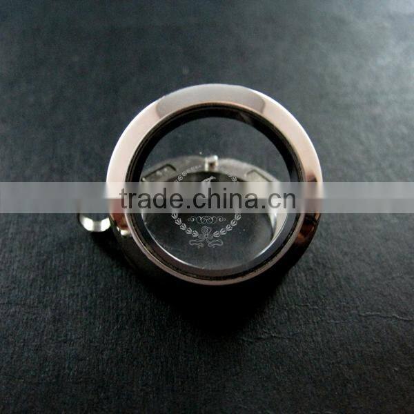 25mm high quality round glass magnetic closure stainless steel silver memory photo locket for charms floating 1820098