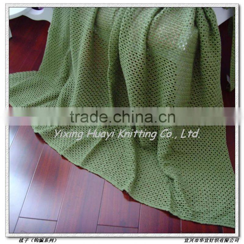 Acrylic cable crochet knit travel blanket