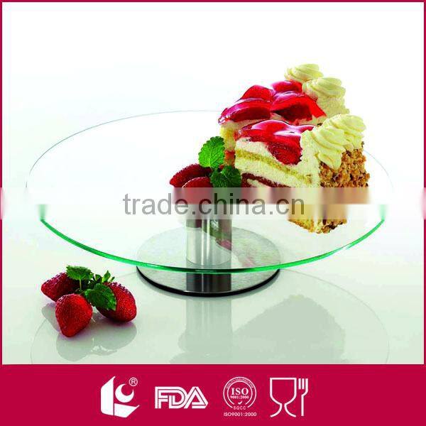 Round shaped glass cake plate