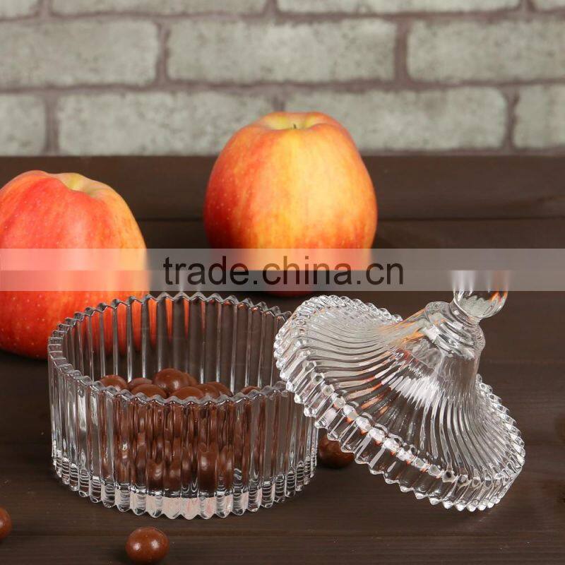 common straight glass candy jar with lid