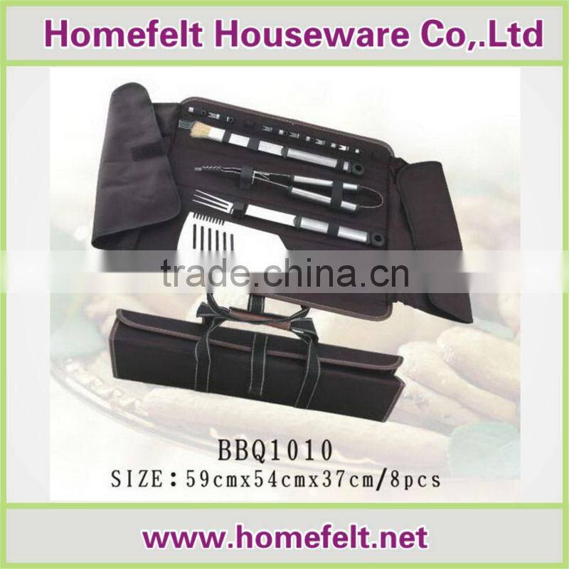 China supplier wooden hanlde BBQ Tools and Gloves Set with beautiful Apron