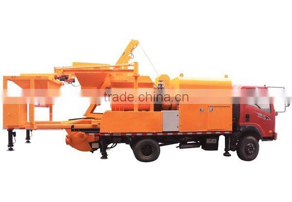 Truck mounted concrete mixing pump with Aggregate Weighting System