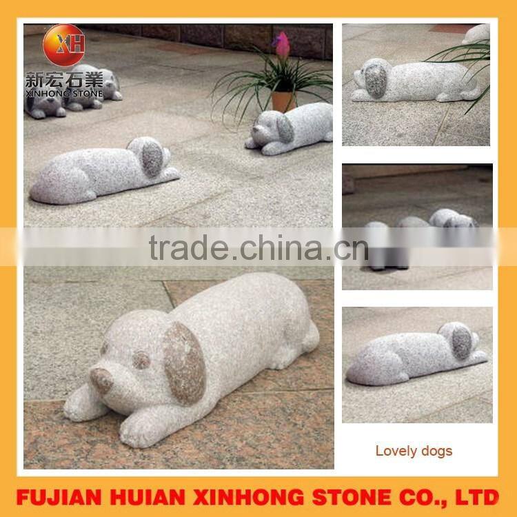 Life size Tummy sleeping foo dog stone statue for yard decoration