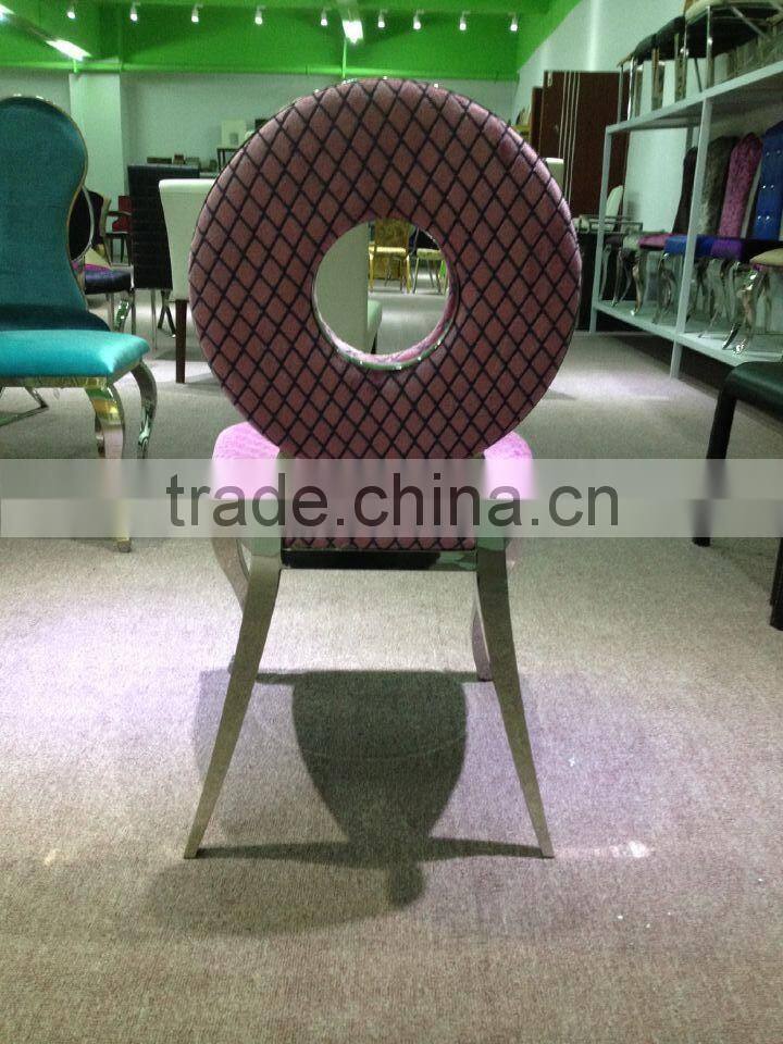 light pink color Dining chair, with soft cusion dining chair with Fabric or PU cover