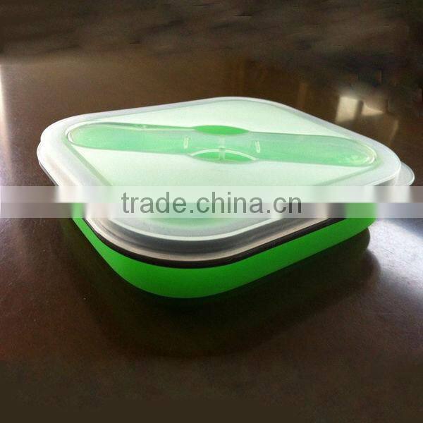 Hot! FDA/ LFGB food grade flexible microwave oven heated safe square silicone lunch box