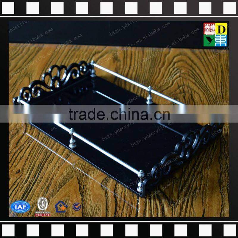 custom design high grade acrylic office table PMMA black acrylic office furntiure new acrylic waterfall console table for office