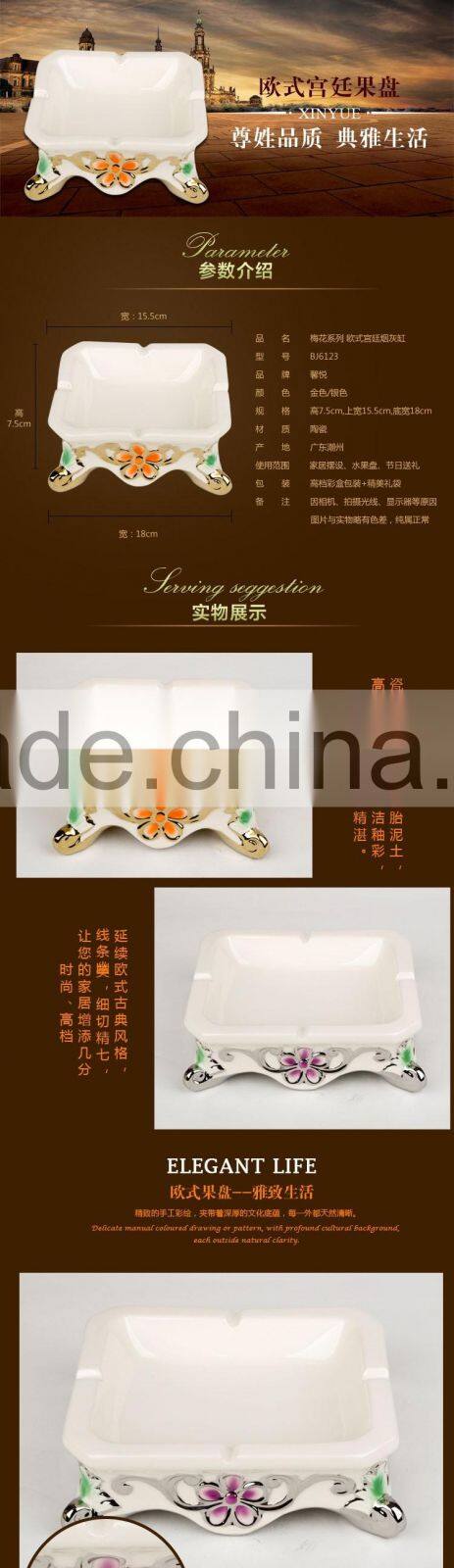 Smoking clear ashtray, silver electroplating ceramic ashtray