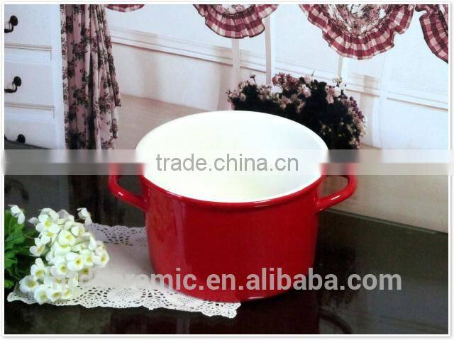 2014 new Large colorful two handle porcelain ceramic bowl