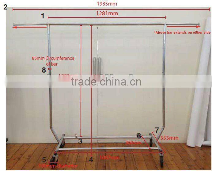 Commercial Grade Rolling Folding Clothing Garmetn rack, Chrome