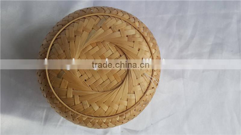 China Style rouond New Bamboo weave Casket with lid S