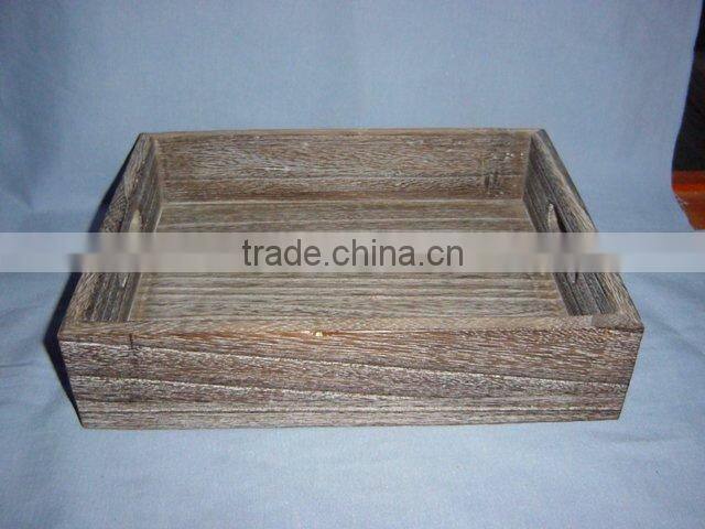 carbonized unfinished wooden tray sets with handles