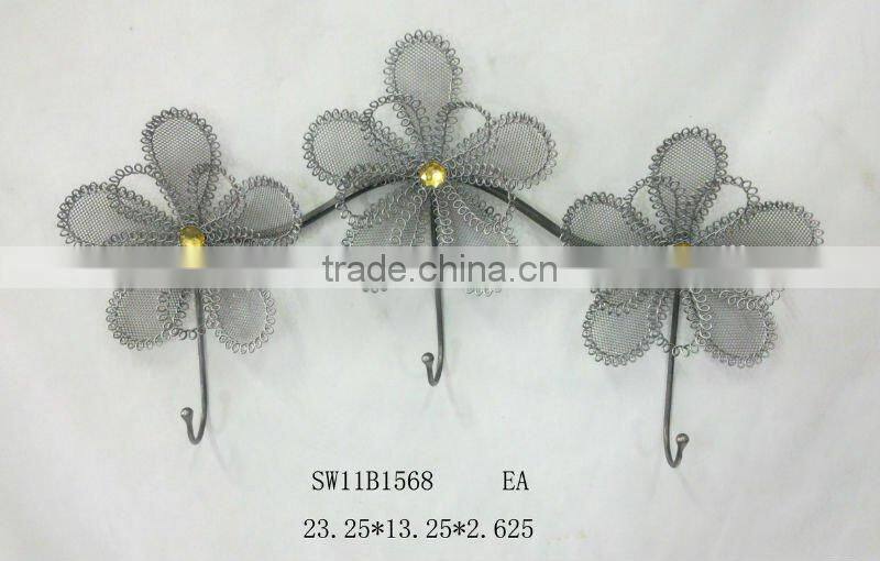 new design iron flower wall hook for home decoration