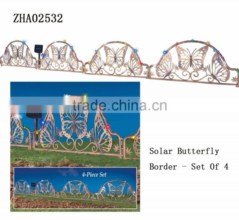newly hot selling solar bronze butterfly border with multi colors-set of 4