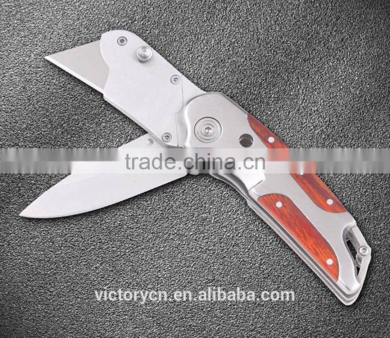Aluminium handle with wood inlay, double blade utility paper cutter 20379W-1