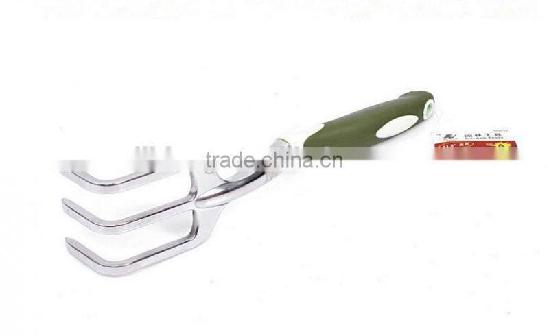 Three teeth mini garden hand metal rake