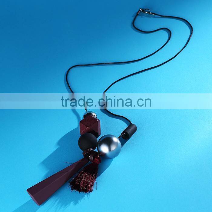 geometric beads strip pendant necklace tassel long sweater necklace autumn winter geometric garment necklace
