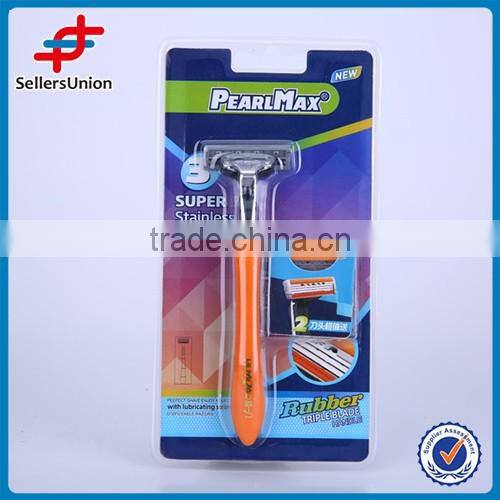 STAINLESS STEEL TRIPLE BLADE RAZOR WITH 2PCS MOVING HEAD