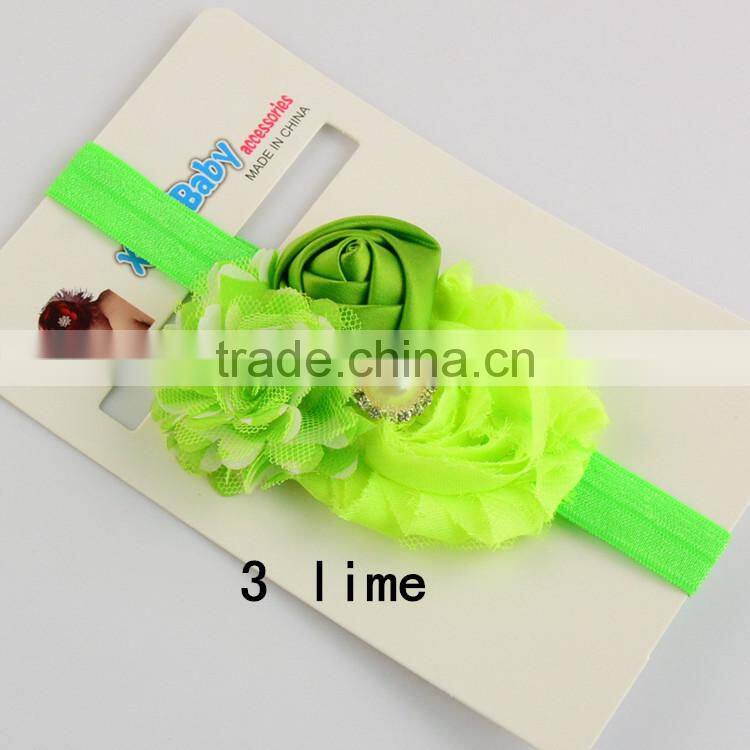 Most Hot Baby Hairband Flower Handwear Kids Girls Flower Ribbon Baby Elastic Headband For Kids