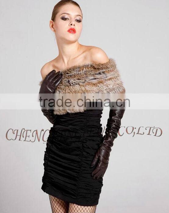 CX-B-26C Genuin Rabbit Fur Knitted Fashion Scarf