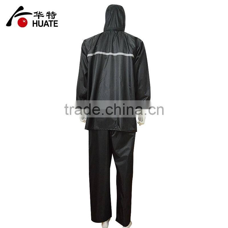 Personal protective euqipment black refelective raincoat