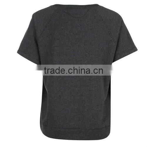 Terry plain short sleeves sweatshirt T-shirt ladies wholesale
