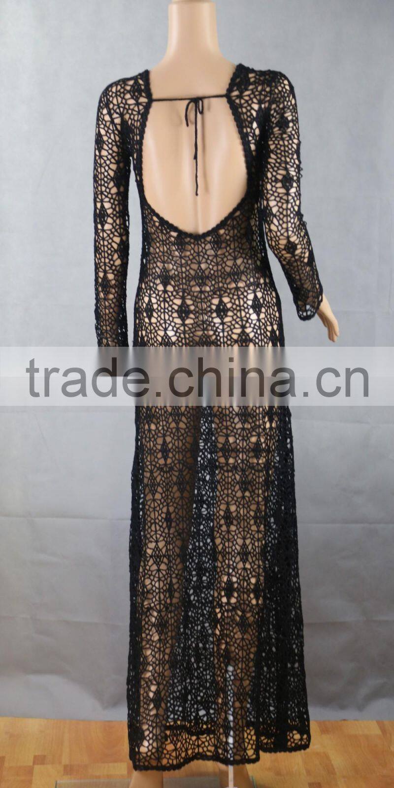 machine made popular ladies back open long fashion evening party dress