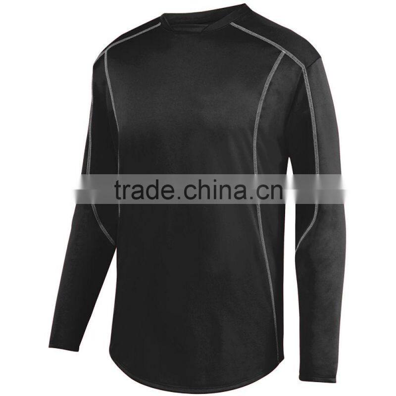 Youth Style Pullover Mens Train Shirts Long Sleeve Curved Bottom 100% Polyester Wicking Fleece Material