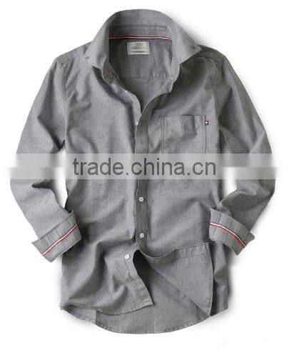 Wholesale Classy Casual Gray Oxford Linen Shirts for Men , S-3XL