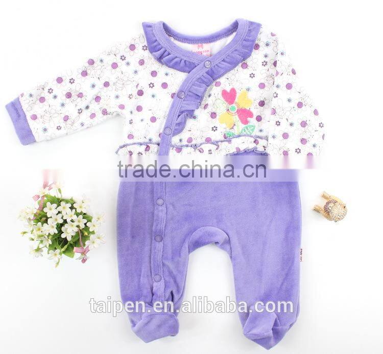 2015 Hot Selling New Born Baby Winter Romper Girls Purple Knitted Bodysuits