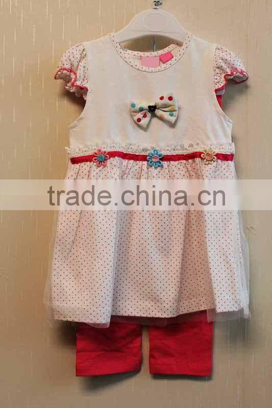2016 Lovely Style Baby Dress Set Knitted Printed 100% Cotton Summer Dress TP-7751