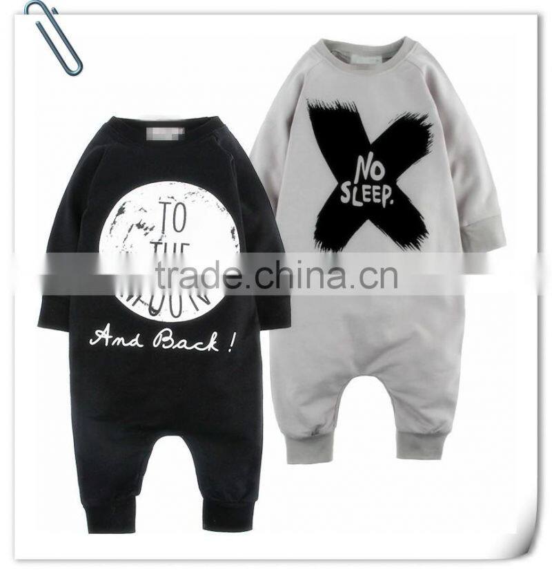 2017 Grey Black Baby Boys Night Wear Romper Newborn Baby Boy Clothes