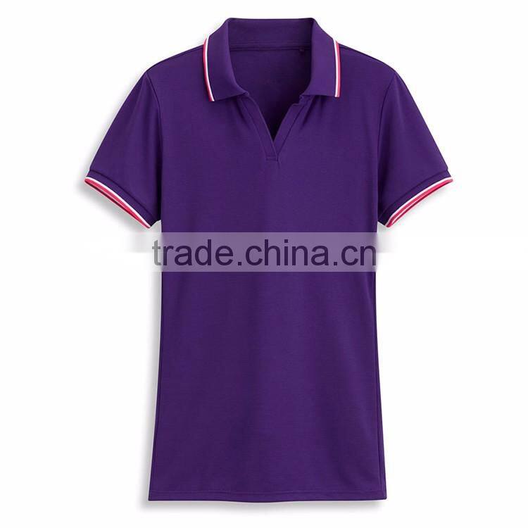 2016 Bulk Cheap Fancy Design Quick Dry Wholesale Women Golf No Button Polo Shirt