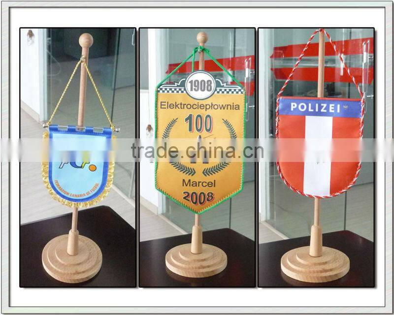 pennants wooden pole and stand table size national flag