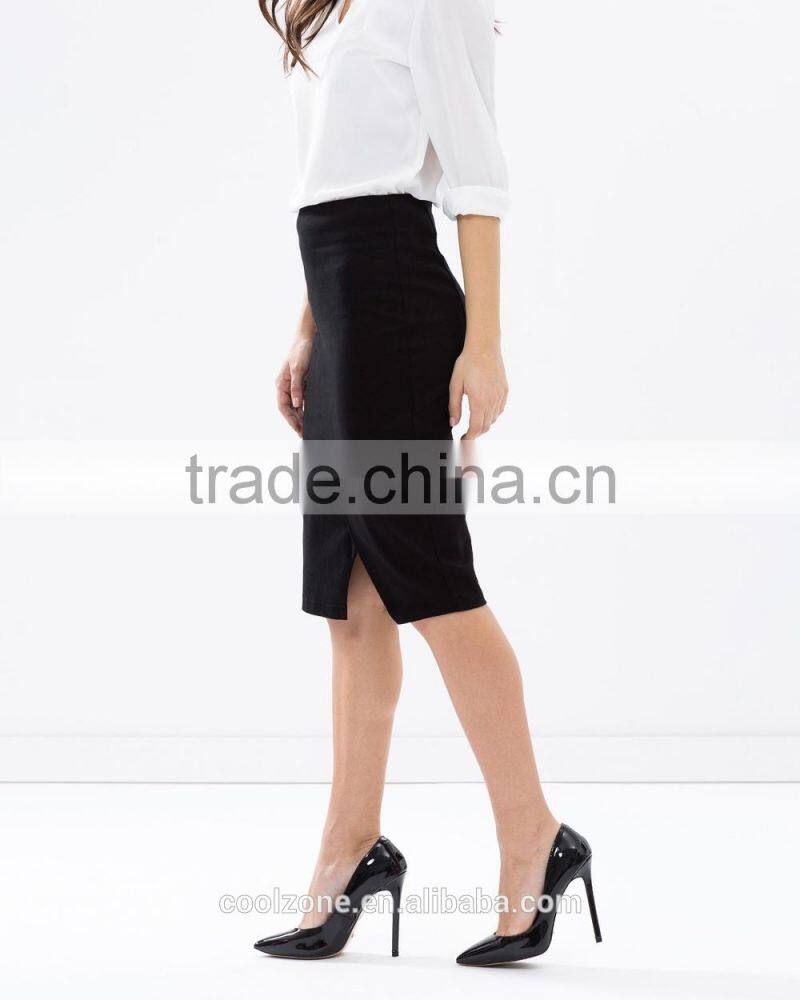 Slim fit cutaway front ladies office wear wrap skirt fashion 2015