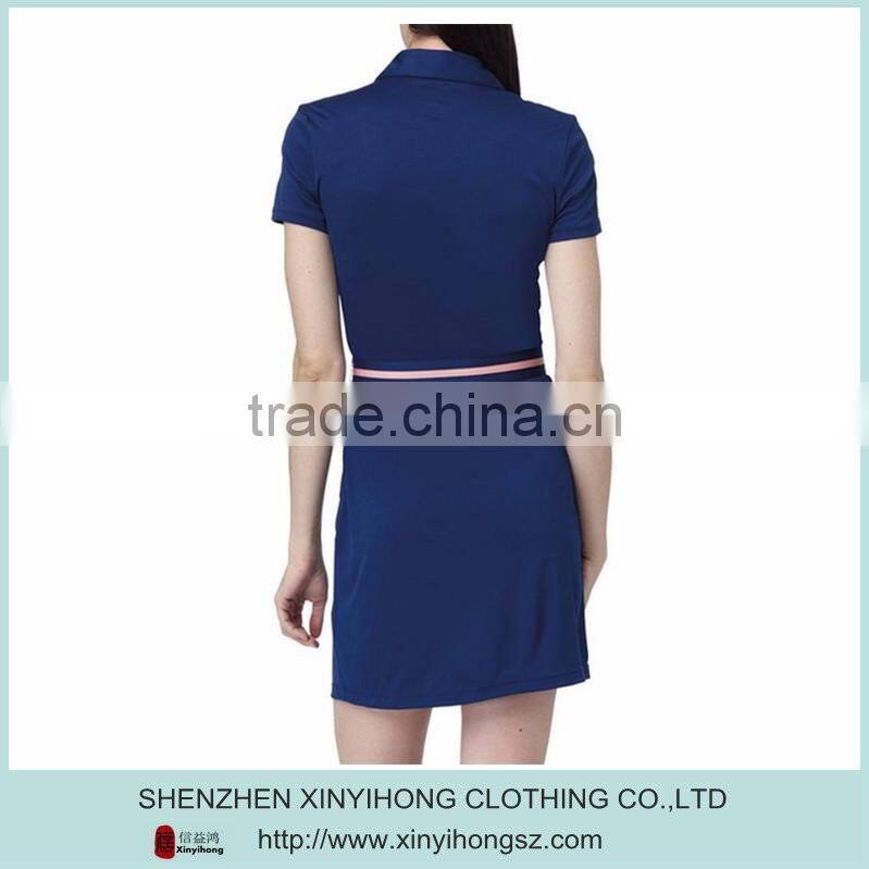 Dry wicking golf wear fashion golf dresses with belt