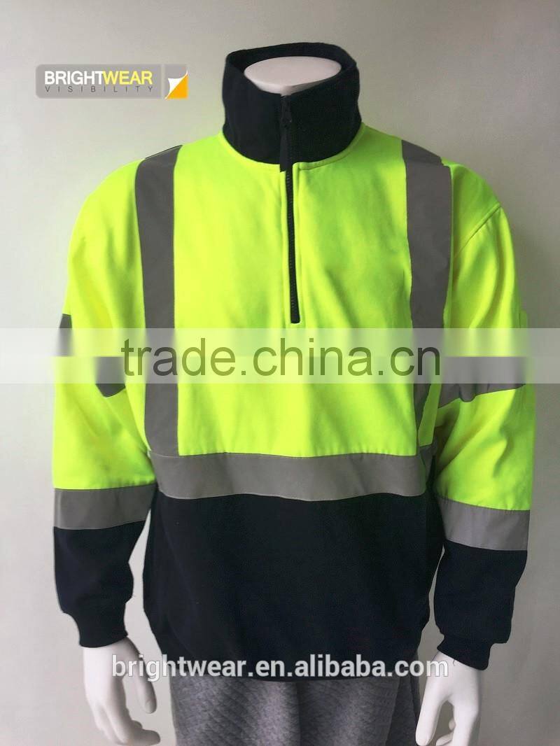 Two-color high visibility polar jacket with reflective tapes in body and arms