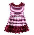 2017 children latest dress style girl summer wine red striped dress
