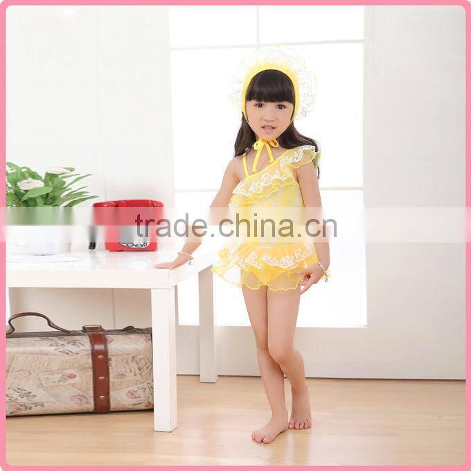Girls Fashion Summer Bathing Suit One-shouldered Sexy Girls Swimwear With Hat New Children Beachwear Ready Stock SR40416-8