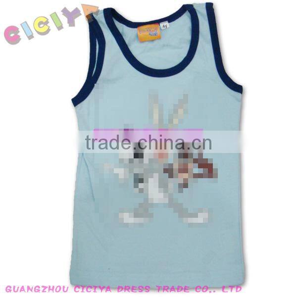 2014 new summer sleeveless with bugs bunny printing boys t-shirt