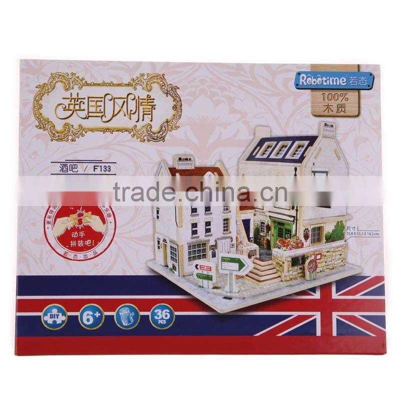 DIY Wood Assembling Toys Wooden Model Of Three-dimensional 3D Puzzle Educational Toys for Children Castle Model Jigsaw Puzzle