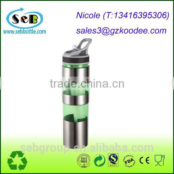 Various Size Plastic Water Bottle Fruit Infuser with Straw, BPA Free