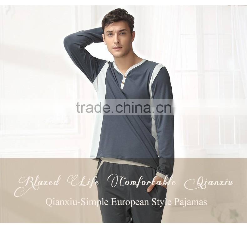 China Supplier Quality Qianxiu Long Sleeve Casual Men Night Wear For Wholesale