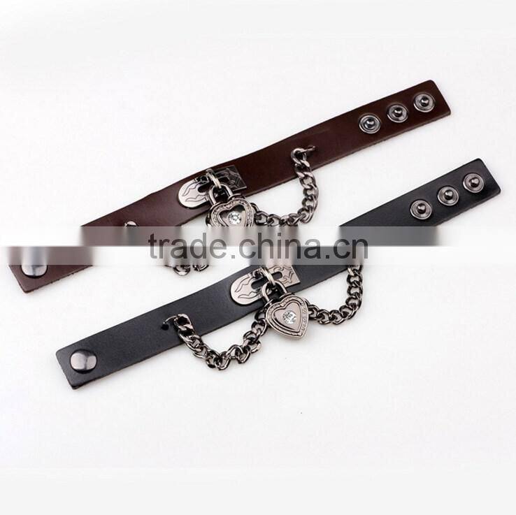 Fashion Adjustable Pressure Leather Wrap Wristband Cuff Punk Bracelet Bangle