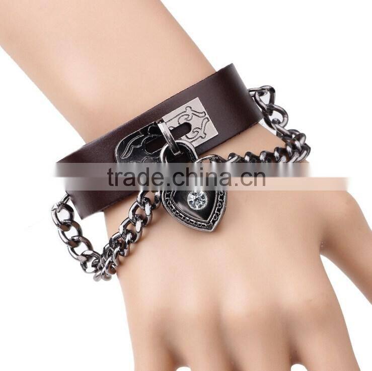 Fashion Adjustable Pressure Leather Wrap Wristband Cuff Punk Bracelet Bangle