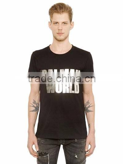 2016 men high quality round neck black short sleeve t-shirt
