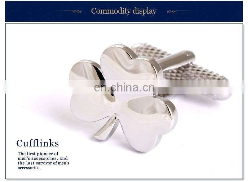 SHAMROCK CLOVER CUFFLINKS IN SILVER