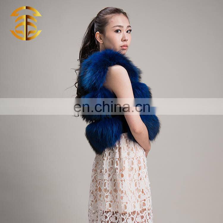 Wholesale European Style Royal Blue New Real Raccoon Fur Sleeveless Vest