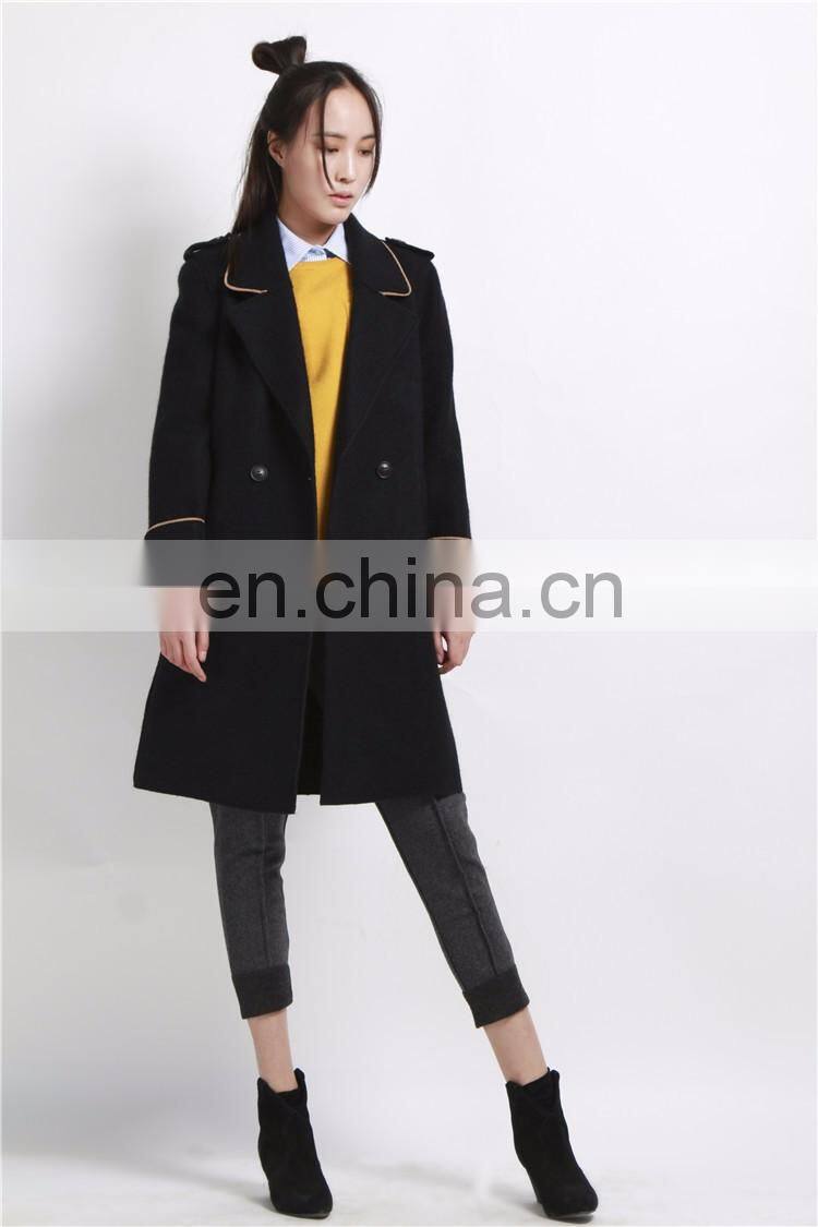 Chinese Credible Supplier Black Long Women Coat 2017