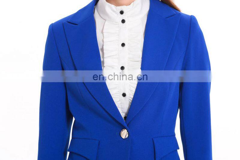 One button blue colour combination women suits fit for solemn occiasion