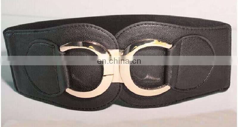 Woman ladies trendy woven thin waist with rose buckle